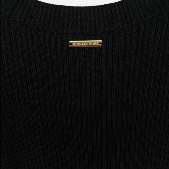 MICHAEL KORS black chunky knit sweater dress long sleeves gold hardware medium - Picture 4 of 6